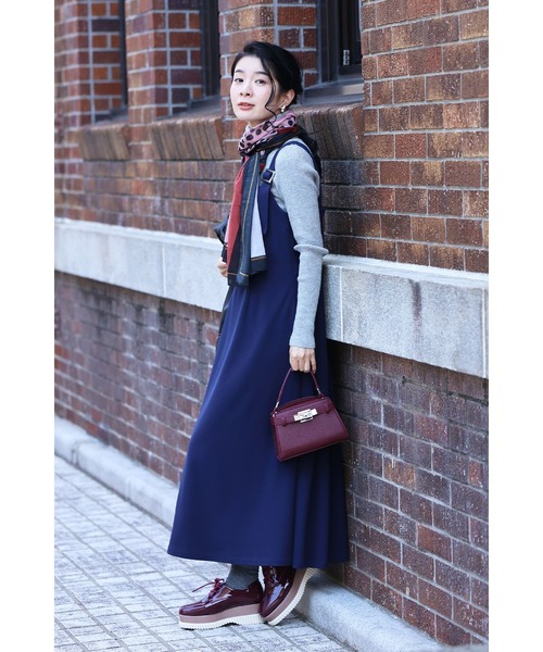 cawaii(カワイイ)の「大人のお悩み 解決服 万能サロペットワンピース 秋冬Ver.(ワンピース・レディース・ブラウン/ネイビー・L-Long/L-Short/M-Long/M-Short)」の15枚目の写真