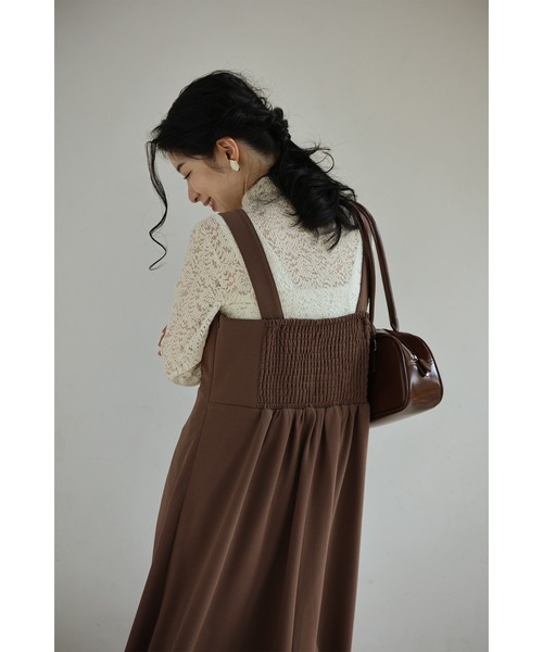 cawaii(カワイイ)の「大人のお悩み 解決服 万能サロペットワンピース 秋冬Ver.(ワンピース・レディース・ブラウン/ネイビー・L-Long/L-Short/M-Long/M-Short)」の8枚目の写真