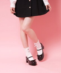 リボン付きストラップパンプス