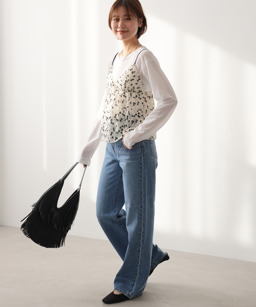 PROVOKE （プロヴォーク）の「［26SS新作］【PROVOKE/プロヴォーク】プリントレースキャミソール（シャツ/ブラウス・レディース・アイボリー・FREE）」の3枚目の写真