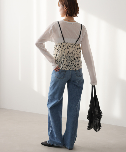 PROVOKE （プロヴォーク）の「［26SS新作］【PROVOKE/プロヴォーク】プリントレースキャミソール（シャツ/ブラウス・レディース・アイボリー・FREE）」の4枚目の写真