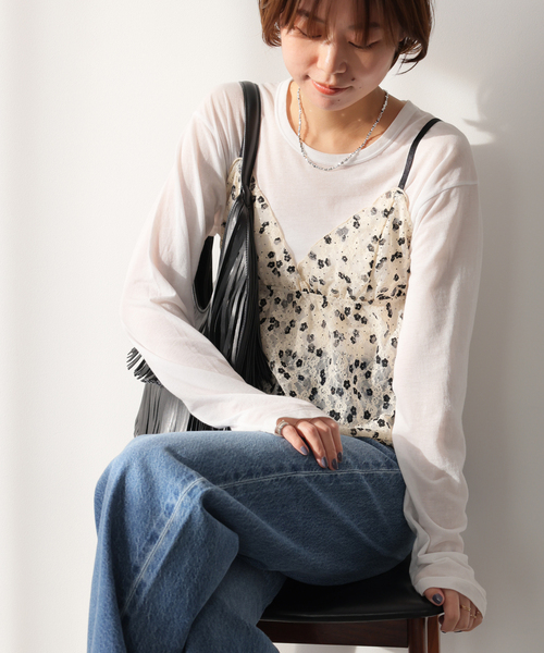 PROVOKE （プロヴォーク）の「［26SS新作］【PROVOKE/プロヴォーク】プリントレースキャミソール（シャツ/ブラウス・レディース・アイボリー・FREE）」の5枚目の写真