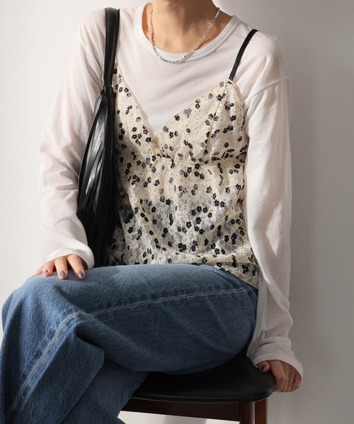 PROVOKE （プロヴォーク）の「［26SS新作］【PROVOKE/プロヴォーク】プリントレースキャミソール（シャツ/ブラウス・レディース・アイボリー・FREE）」の6枚目の写真