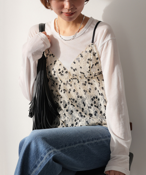 PROVOKE （プロヴォーク）の「［26SS新作］【PROVOKE/プロヴォーク】プリントレースキャミソール（シャツ/ブラウス・レディース・アイボリー・FREE）」の7枚目の写真