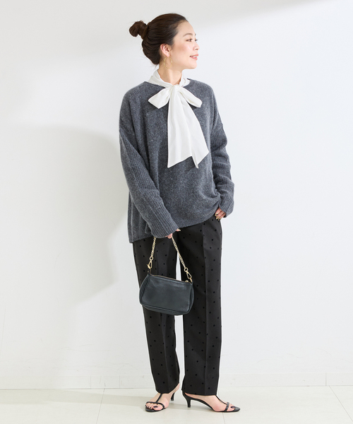 B.C STOCK（ベーセーストック）の「手洗い可 / T/Rローンボウタイブラウス（シャツ/ブラウス・レディース・ホワイト/スカイブルー・FREE）」の3枚目の写真