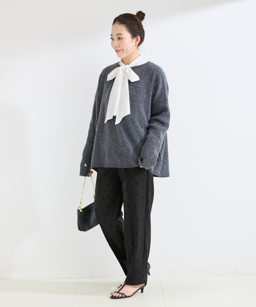 B.C STOCK（ベーセーストック）の「手洗い可 / T/Rローンボウタイブラウス（シャツ/ブラウス・レディース・ホワイト/スカイブルー・FREE）」の4枚目の写真