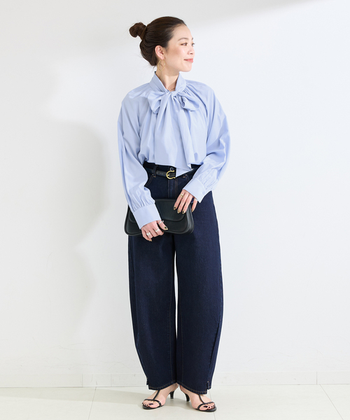 B.C STOCK（ベーセーストック）の「手洗い可 / T/Rローンボウタイブラウス（シャツ/ブラウス・レディース・ホワイト/スカイブルー・FREE）」の10枚目の写真