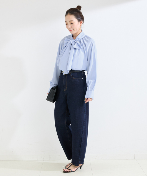 B.C STOCK（ベーセーストック）の「手洗い可 / T/Rローンボウタイブラウス（シャツ/ブラウス・レディース・ホワイト/スカイブルー・FREE）」の11枚目の写真