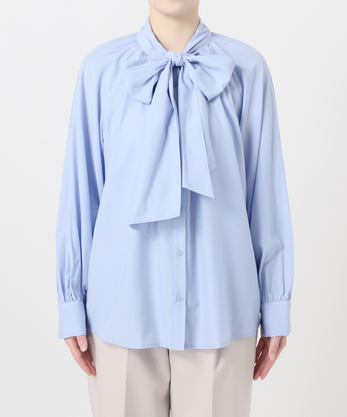 B.C STOCK（ベーセーストック）の「手洗い可 / T/Rローンボウタイブラウス（シャツ/ブラウス・レディース・ホワイト/スカイブルー・FREE）」の17枚目の写真
