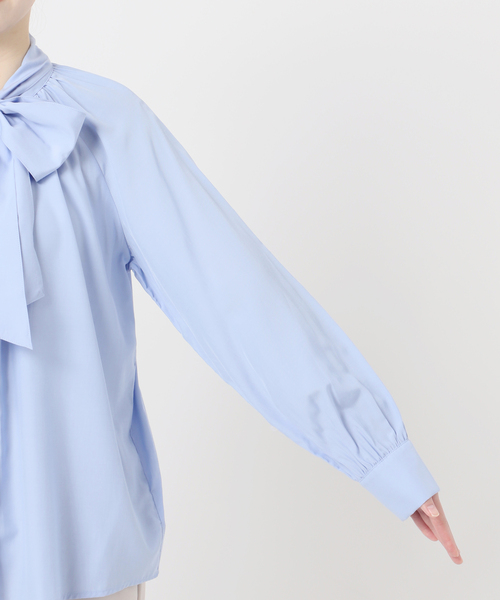 B.C STOCK（ベーセーストック）の「手洗い可 / T/Rローンボウタイブラウス（シャツ/ブラウス・レディース・ホワイト/スカイブルー・FREE）」の21枚目の写真