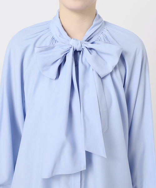 B.C STOCK（ベーセーストック）の「手洗い可 / T/Rローンボウタイブラウス（シャツ/ブラウス・レディース・ホワイト/スカイブルー・FREE）」の22枚目の写真