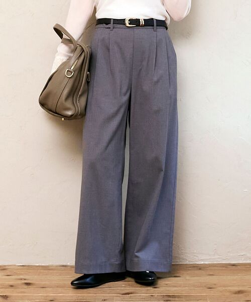 le.coeur blanc（ルクールブラン）の「【吸湿/発熱】裏起毛ツータックパンツ（その他パンツ・レディース・グレイッシュベージュ/グレー/ブラック・36/38）」の3枚目の写真