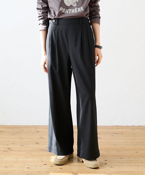 le.coeur blanc（ルクールブラン）の「【吸湿/発熱】裏起毛ツータックパンツ（その他パンツ・レディース・グレイッシュベージュ/グレー/ブラック・36/38）」の2枚目の写真