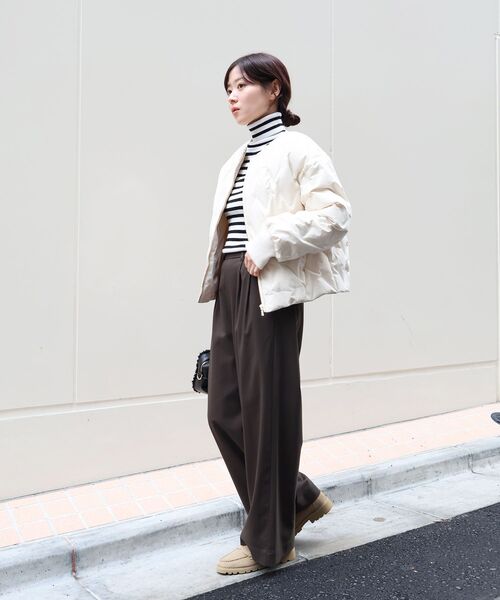 le.coeur blanc（ルクールブラン）の「【吸湿/発熱】裏起毛ツータックパンツ（その他パンツ・レディース・グレイッシュベージュ/グレー/ブラック・36/38）」の13枚目の写真