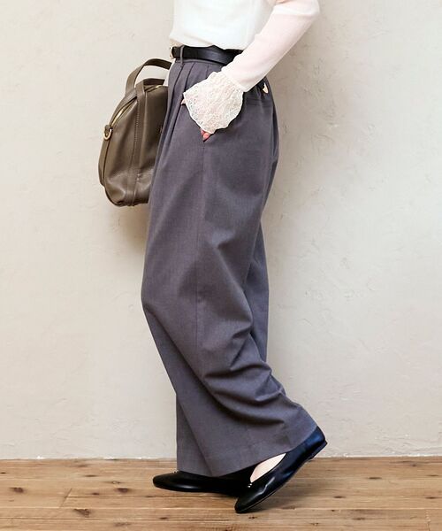 le.coeur blanc（ルクールブラン）の「【吸湿/発熱】裏起毛ツータックパンツ（その他パンツ・レディース・グレイッシュベージュ/グレー/ブラック・36/38）」の18枚目の写真