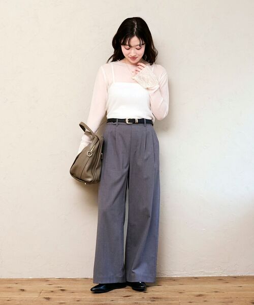 le.coeur blanc（ルクールブラン）の「【吸湿/発熱】裏起毛ツータックパンツ（その他パンツ・レディース・グレイッシュベージュ/グレー/ブラック・36/38）」の20枚目の写真