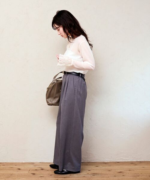 le.coeur blanc（ルクールブラン）の「【吸湿/発熱】裏起毛ツータックパンツ（その他パンツ・レディース・グレイッシュベージュ/グレー/ブラック・36/38）」の21枚目の写真