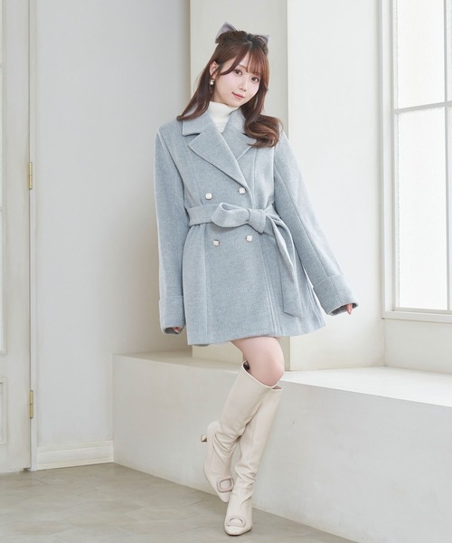 Rose Muse ロゼミューズ　コート Ros Muse rose charm rever coat ロゼミューズ コート ピンクベージュ