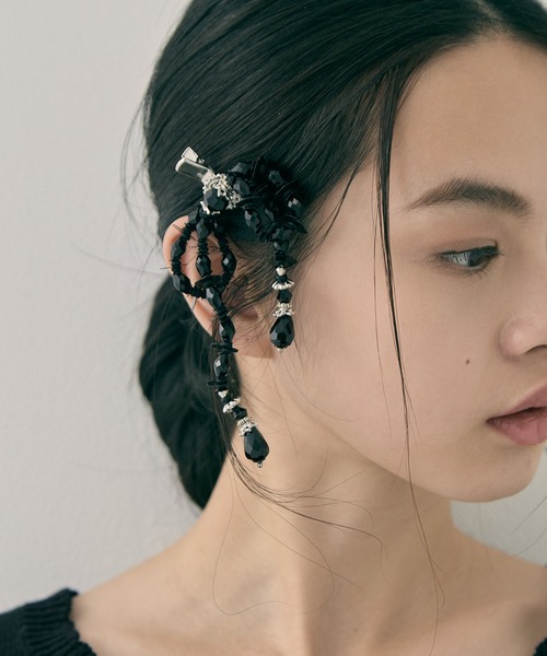 tanakadaisuke/タナカダイスケ】black beads ribbon clip/ブラック