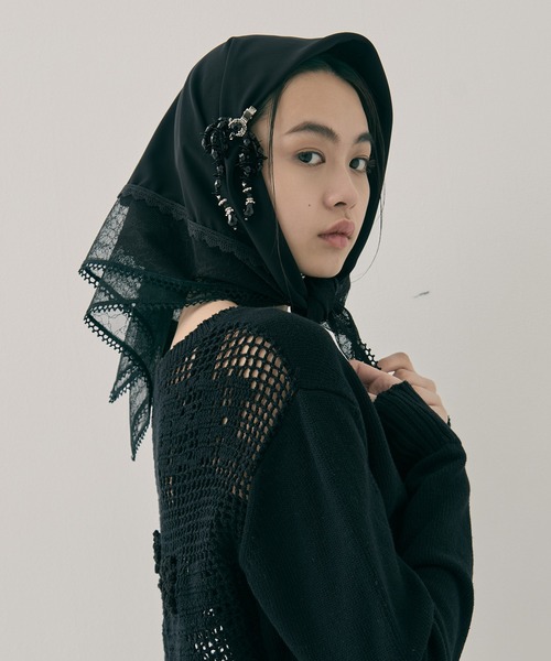 tanakadaisuke/タナカダイスケ】black beads ribbon clip/ブラック