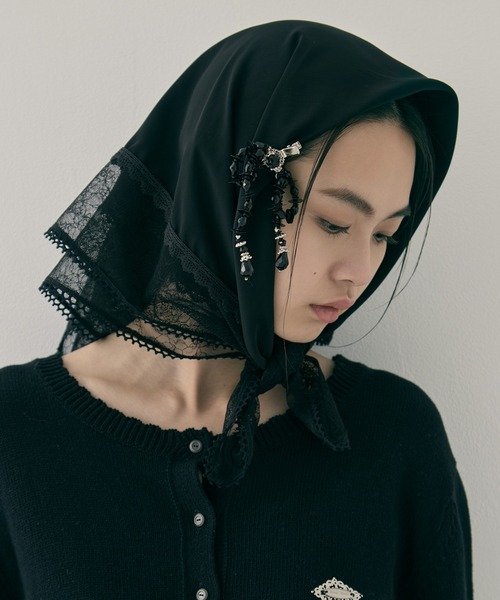 tanakadaisuke/タナカダイスケ】black beads ribbon clip/ブラック