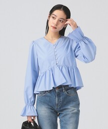 Ray BEAMS | ギャザー ペプラム Vネック ブラウス(シャツ/ブラウス)