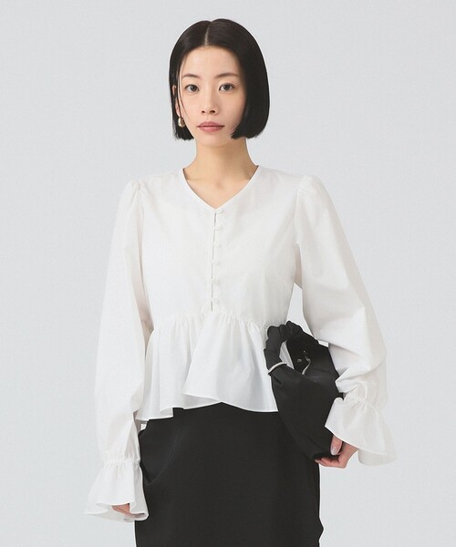 Ray BEAMS(レイビームス)の「ギャザー ペプラム Vネック ブラウス(シャツ/ブラウス・レディース・ホワイト/ブラック/ブルー・ONE SIZE)」の20枚目の写真