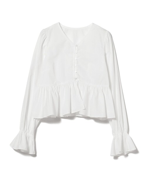 Ray BEAMS(レイビームス)の「ギャザー ペプラム Vネック ブラウス(シャツ/ブラウス・レディース・ホワイト/ブラック/ブルー・ONE SIZE)」の5枚目の写真