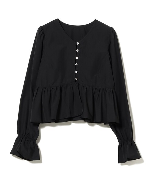 Ray BEAMS(レイビームス)の「ギャザー ペプラム Vネック ブラウス(シャツ/ブラウス・レディース・ホワイト/ブラック/ブルー・ONE SIZE)」の8枚目の写真