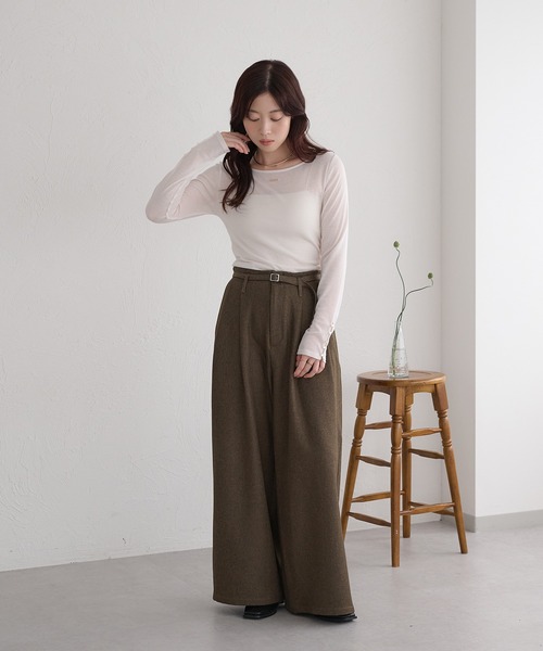 raffime（ラフィミー）の「【Raffime】【セットアップ可能】ウエストデザイン２タックワイドスラックス（スラックス・レディース・グレー/アイボリー/ライトグレー/ダークブラウン/グレー系その他/ホワイト系その他・MEDIUM/SMALL/LARGE）」の7枚目の写真