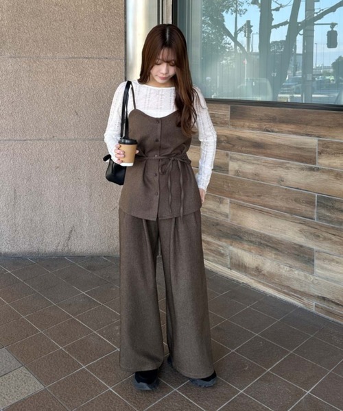 raffime（ラフィミー）の「【Raffime】【セットアップ可能】ウエストデザイン２タックワイドスラックス（スラックス・レディース・グレー/アイボリー/ライトグレー/ダークブラウン/グレー系その他/ホワイト系その他・MEDIUM/SMALL/LARGE）」の21枚目の写真