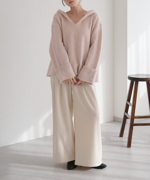 ウエストデザイン2タックワイドスラックス（スラックス）｜raffime