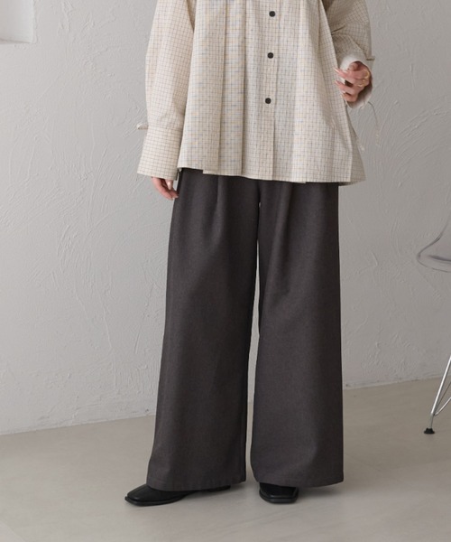 ウエストデザイン2タックワイドスラックス（スラックス）｜raffime