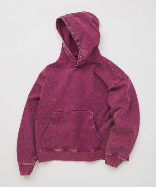 JOURNAL STANDARD(ジャーナルスタンダード)の「スタッズ ブリーチ パーカー(パーカー・メンズ・パープル/ピンク・LARGE/MEDIUM)」の2枚目の写真