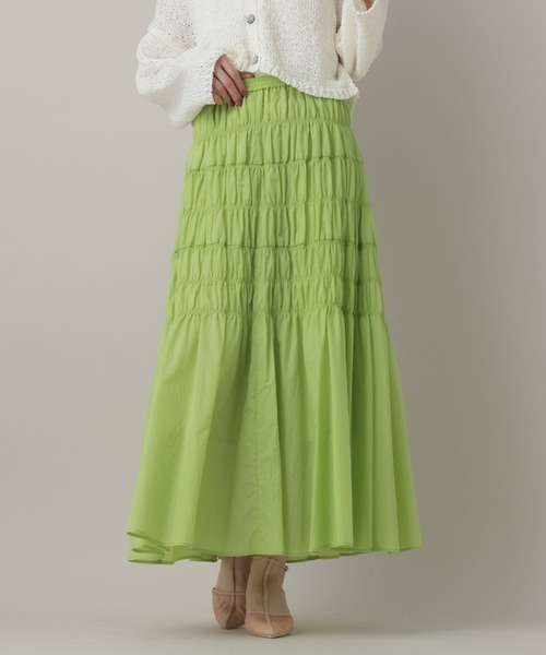 A part by(アパートバイ)の「シャーリングキリカエフレアスカート(スカート・レディース・ライトグリーン/ブラック/アイボリー・FREE)」の3枚目の写真