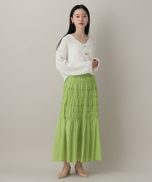 A part by(アパートバイ)の「シャーリングキリカエフレアスカート(スカート・レディース・ライトグリーン/ブラック/アイボリー・FREE)」の17枚目の写真