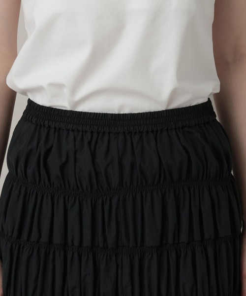 A part by(アパートバイ)の「シャーリングキリカエフレアスカート(スカート・レディース・ライトグリーン/ブラック/アイボリー・FREE)」の7枚目の写真