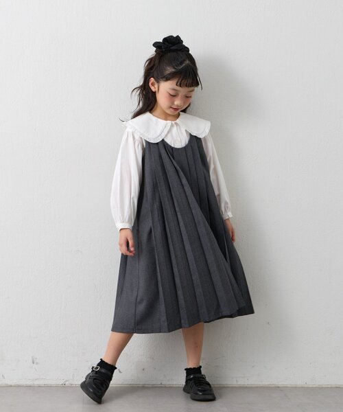 CIAOPANIC TYPY（チャオパニックティピー）の「【KIDS】【フォーマル・セレモニー】BIGカラー襟プリーツワンピースセット（ワンピース・キッズ・グレー・SMALL/MEDIUM）」の17枚目の写真