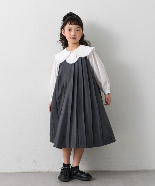 CIAOPANIC TYPY（チャオパニックティピー）の「【KIDS】【フォーマル・セレモニー】BIGカラー襟プリーツワンピースセット（ワンピース・キッズ・グレー・SMALL/MEDIUM）」の15枚目の写真