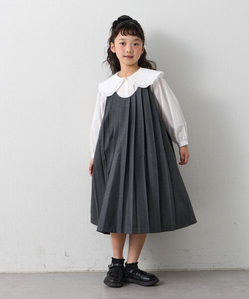 CIAOPANIC TYPY（チャオパニックティピー）の「【KIDS】【フォーマル・セレモニー】BIGカラー襟プリーツワンピースセット（ワンピース・キッズ・グレー・SMALL/MEDIUM）」の13枚目の写真