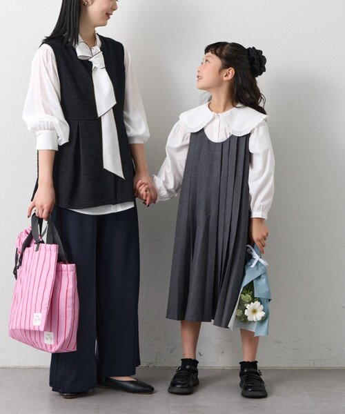 CIAOPANIC TYPY（チャオパニックティピー）の「【KIDS】【フォーマル・セレモニー】BIGカラー襟プリーツワンピースセット（ワンピース・キッズ・グレー・SMALL/MEDIUM）」の5枚目の写真