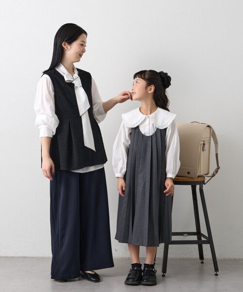 CIAOPANIC TYPY（チャオパニックティピー）の「【KIDS】【フォーマル・セレモニー】BIGカラー襟プリーツワンピースセット（ワンピース・キッズ・グレー・SMALL/MEDIUM）」の4枚目の写真