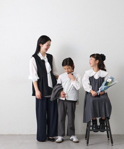 CIAOPANIC TYPY（チャオパニックティピー）の「【KIDS】【フォーマル・セレモニー】BIGカラー襟プリーツワンピースセット（ワンピース・キッズ・グレー・SMALL/MEDIUM）」の2枚目の写真