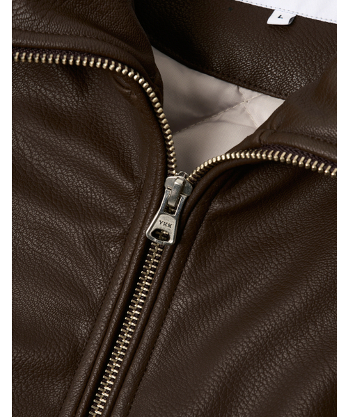 LORES(ロアス)の「Faux Leather Neck Zip Jacket - Brown(ライダースジャケット・レディース・その他・M/L)」の7枚目の写真