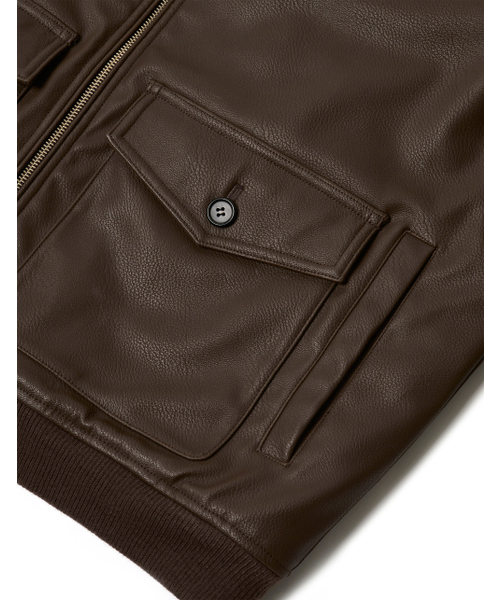 LORES(ロアス)の「Faux Leather Neck Zip Jacket - Brown(ライダースジャケット・レディース・その他・M/L)」の8枚目の写真