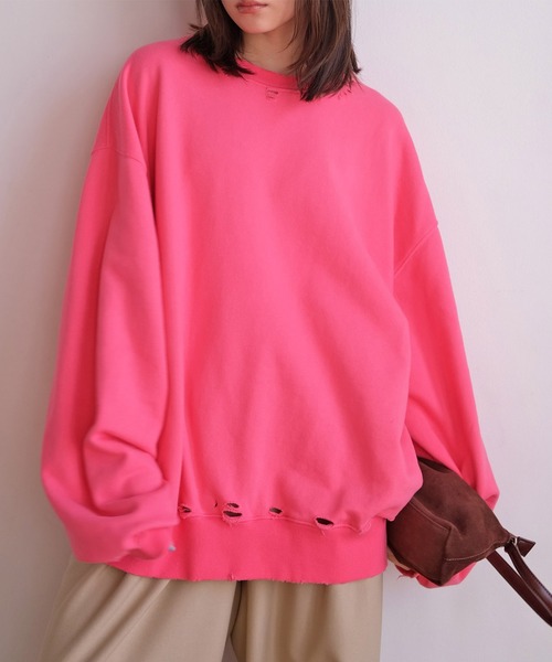 AKTE（アクテ）の「シャビーシックスウェットプルオーバー（スウェット・レディース・ライトグレー/ピンク/ミント・FREE）」の3枚目の写真