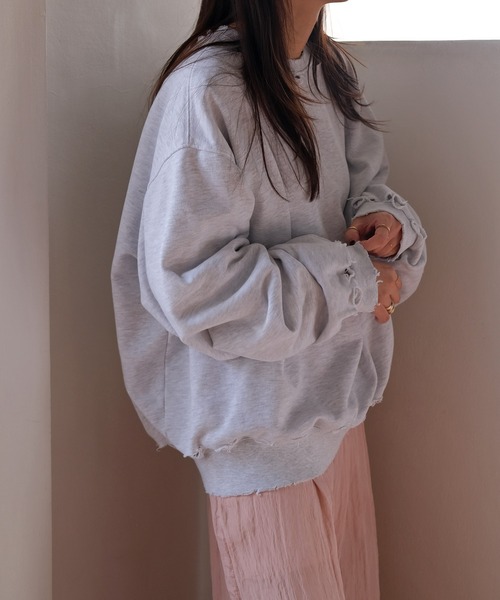 AKTE（アクテ）の「シャビーシックスウェットプルオーバー（スウェット・レディース・ライトグレー/ピンク/ミント・FREE）」の4枚目の写真