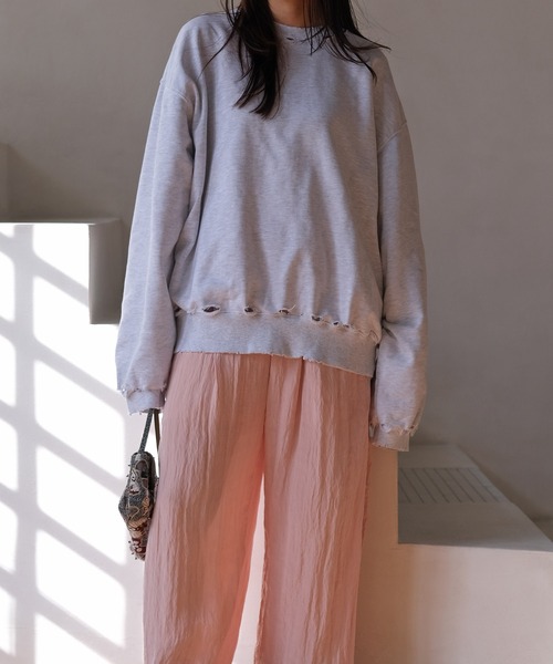 AKTE（アクテ）の「シャビーシックスウェットプルオーバー（スウェット・レディース・ライトグレー/ピンク/ミント・FREE）」の7枚目の写真