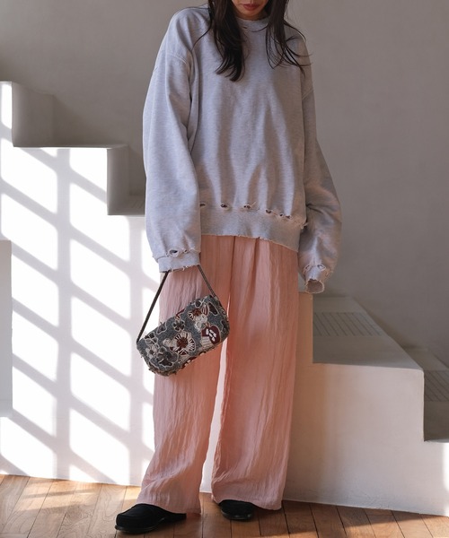 AKTE（アクテ）の「シャビーシックスウェットプルオーバー（スウェット・レディース・ライトグレー/ピンク/ミント・FREE）」の9枚目の写真