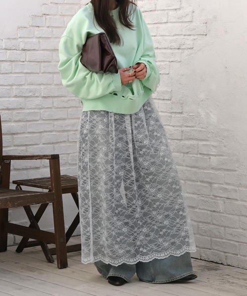 AKTE（アクテ）の「シャビーシックスウェットプルオーバー（スウェット・レディース・ライトグレー/ピンク/ミント・FREE）」の13枚目の写真